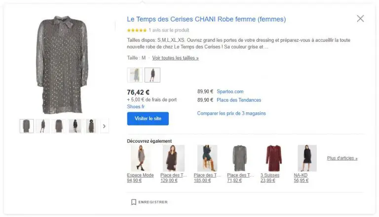 Comparer les produits Google Shopping