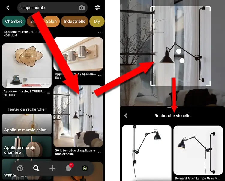 Recherche visuelle sur Pinterest