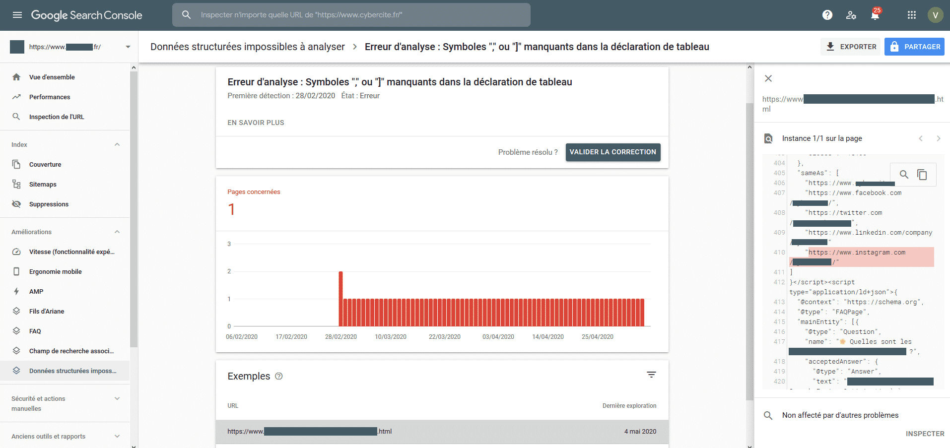 Search Console Données structurées